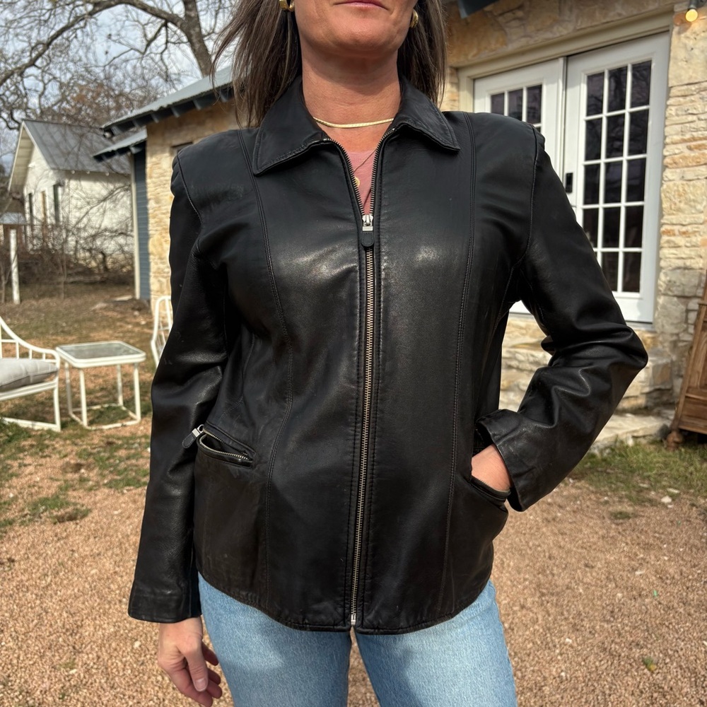 ANN TAYLOR LEATHER JACKET 12 - Picture 1 of 16